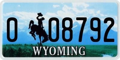 WY license plate 008792