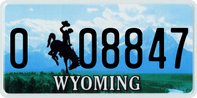 WY license plate 008847