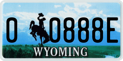 WY license plate 00888E
