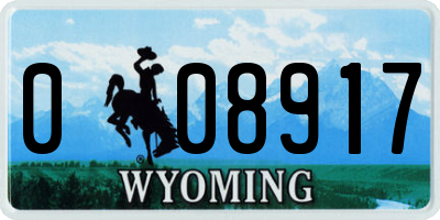 WY license plate 008917