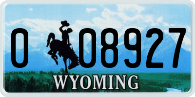 WY license plate 008927