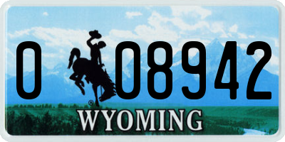 WY license plate 008942