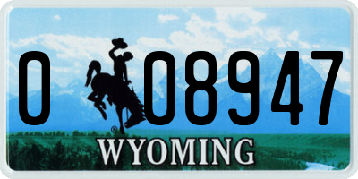 WY license plate 008947
