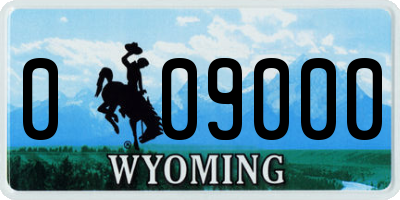 WY license plate 009000