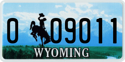 WY license plate 009011