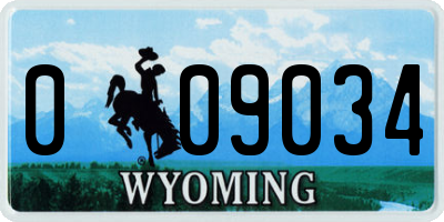 WY license plate 009034