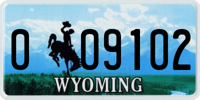 WY license plate 009102