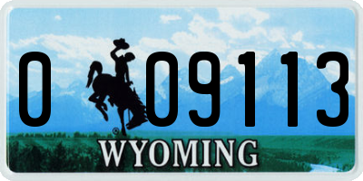 WY license plate 009113