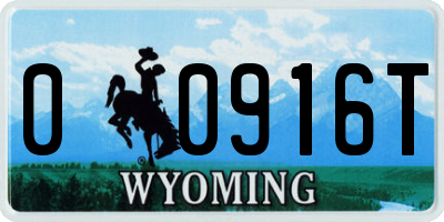 WY license plate 00916T