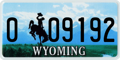 WY license plate 009192