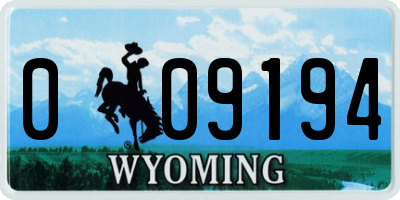 WY license plate 009194