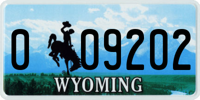 WY license plate 009202