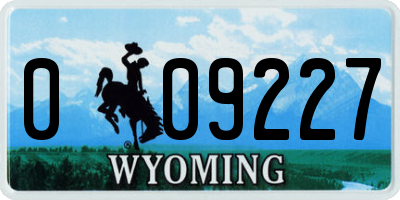 WY license plate 009227