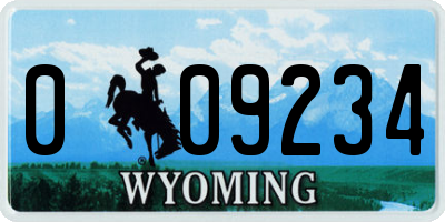 WY license plate 009234