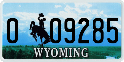 WY license plate 009285