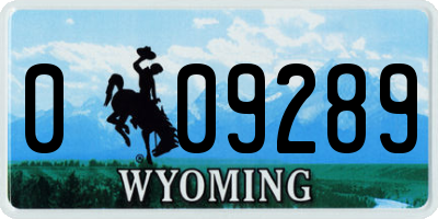 WY license plate 009289