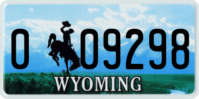 WY license plate 009298