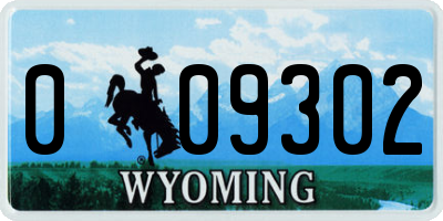 WY license plate 009302