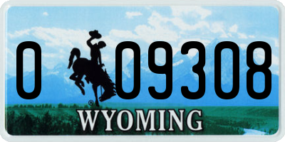 WY license plate 009308