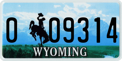 WY license plate 009314