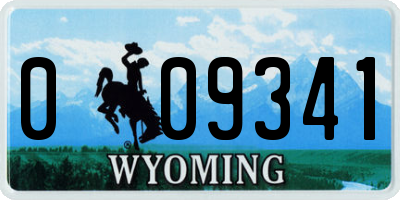 WY license plate 009341