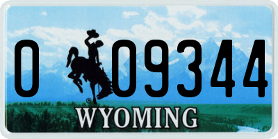 WY license plate 009344