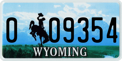 WY license plate 009354