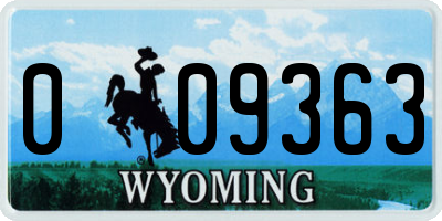 WY license plate 009363