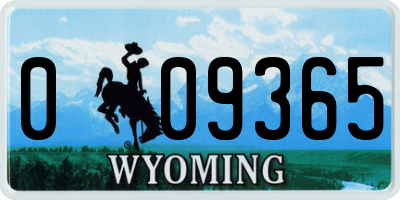 WY license plate 009365