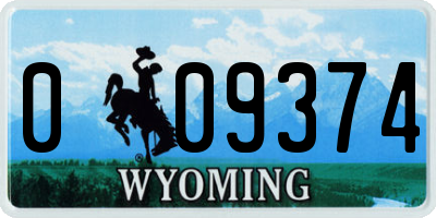 WY license plate 009374