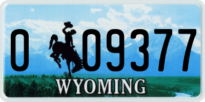 WY license plate 009377