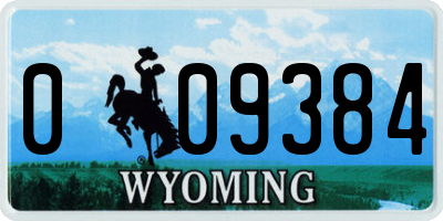 WY license plate 009384