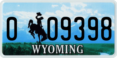 WY license plate 009398