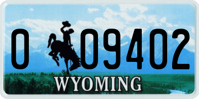 WY license plate 009402