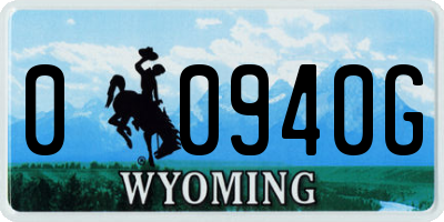 WY license plate 00940G
