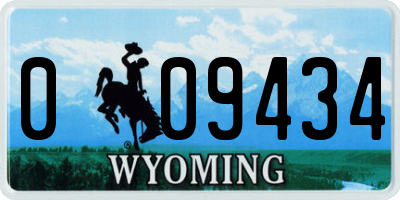 WY license plate 009434