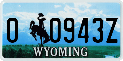 WY license plate 00943Z