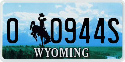 WY license plate 00944S