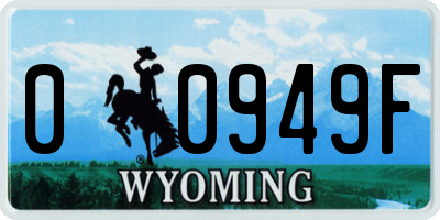 WY license plate 00949F