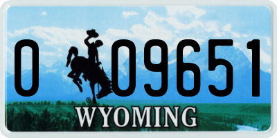 WY license plate 009651