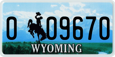 WY license plate 009670