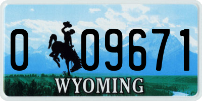 WY license plate 009671