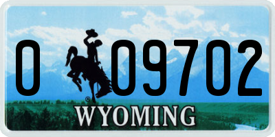 WY license plate 009702