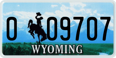 WY license plate 009707