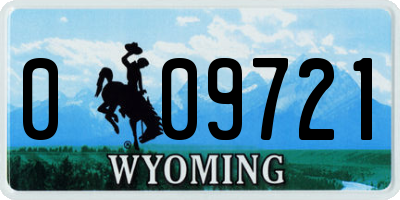 WY license plate 009721