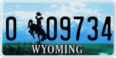 WY license plate 009734