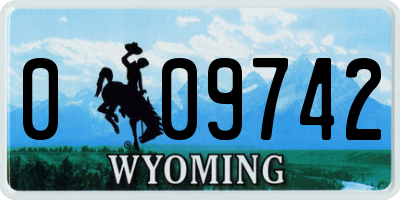 WY license plate 009742