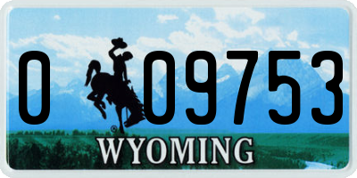 WY license plate 009753