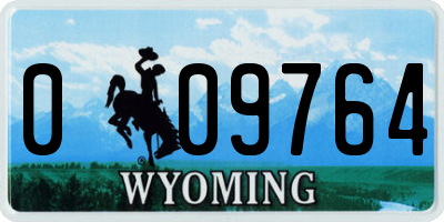 WY license plate 009764