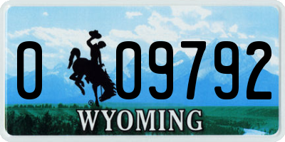 WY license plate 009792